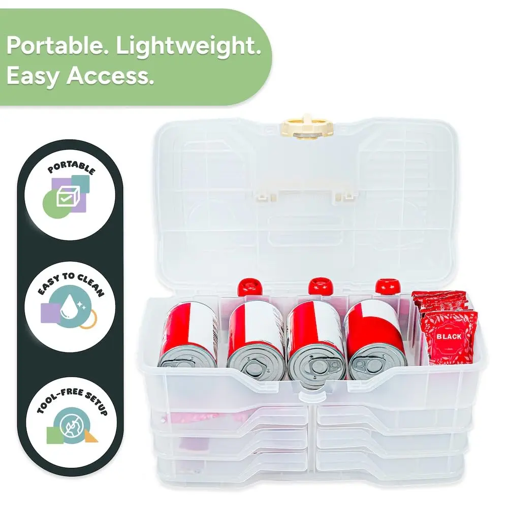 Best Kept Portable Kitchen Organizer Case with Lid & Trays, White 39cm (15" L x 8.5" W x 9" H) | For Utensils, Spices, Pantry & Travel - view 3