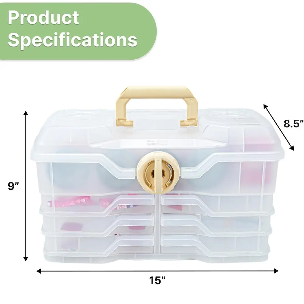 Best Kept Portable Kitchen Organizer Case with Lid & Trays, White 39cm (15" L x 8.5" W x 9" H) | For Utensils, Spices, Pantry & Travel - view 4
