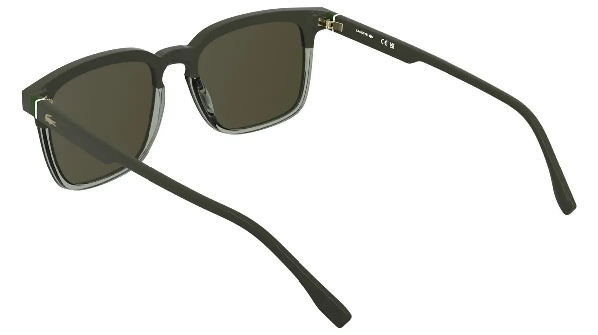 Lacoste Men's Sunglasses L6074S - Taupe/Transparent Taupe with Solid Khaki Lens | Geometric, Modern, RXable - view 4