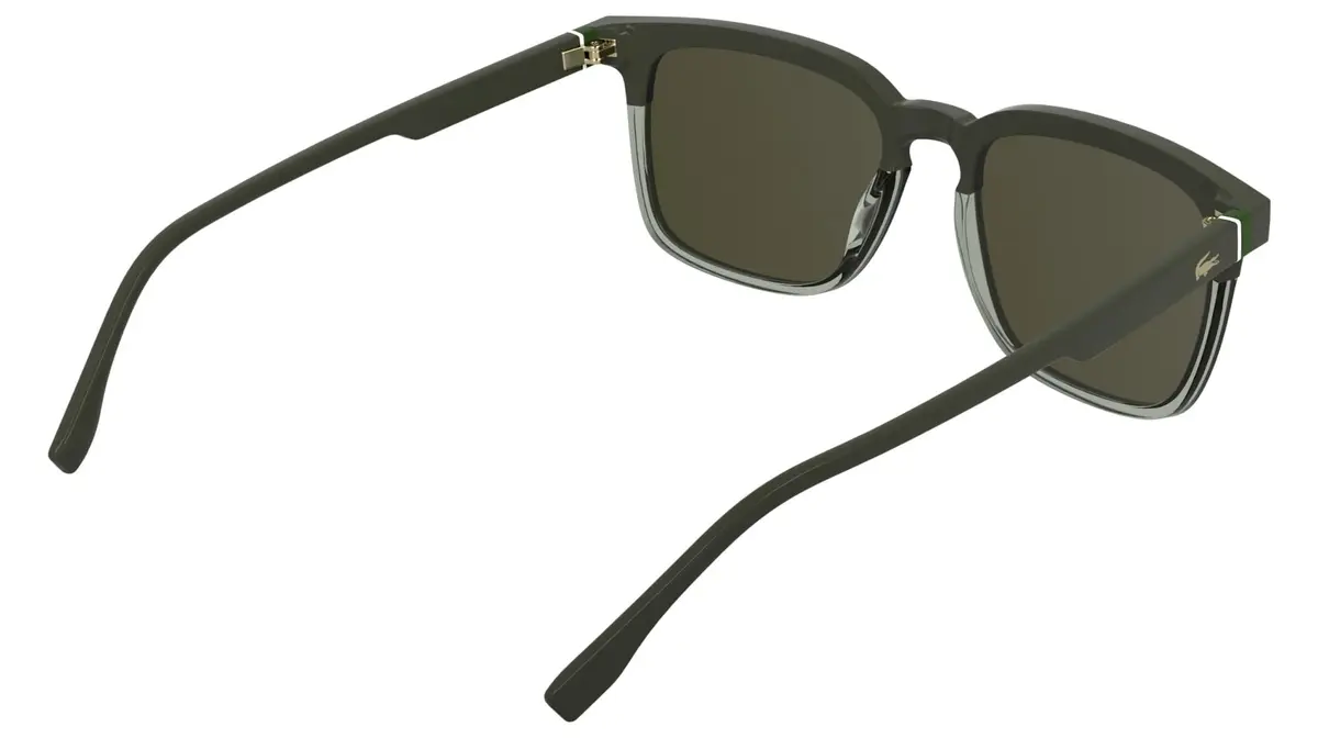 Lacoste Men's Sunglasses L6074S - Taupe/Transparent Taupe with Solid Khaki Lens | Geometric, Modern, RXable - view 6