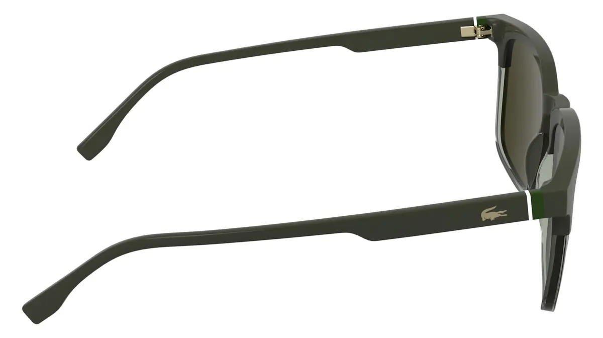 Lacoste Men's Sunglasses L6074S - Taupe/Transparent Taupe with Solid Khaki Lens | Geometric, Modern, RXable - view 7