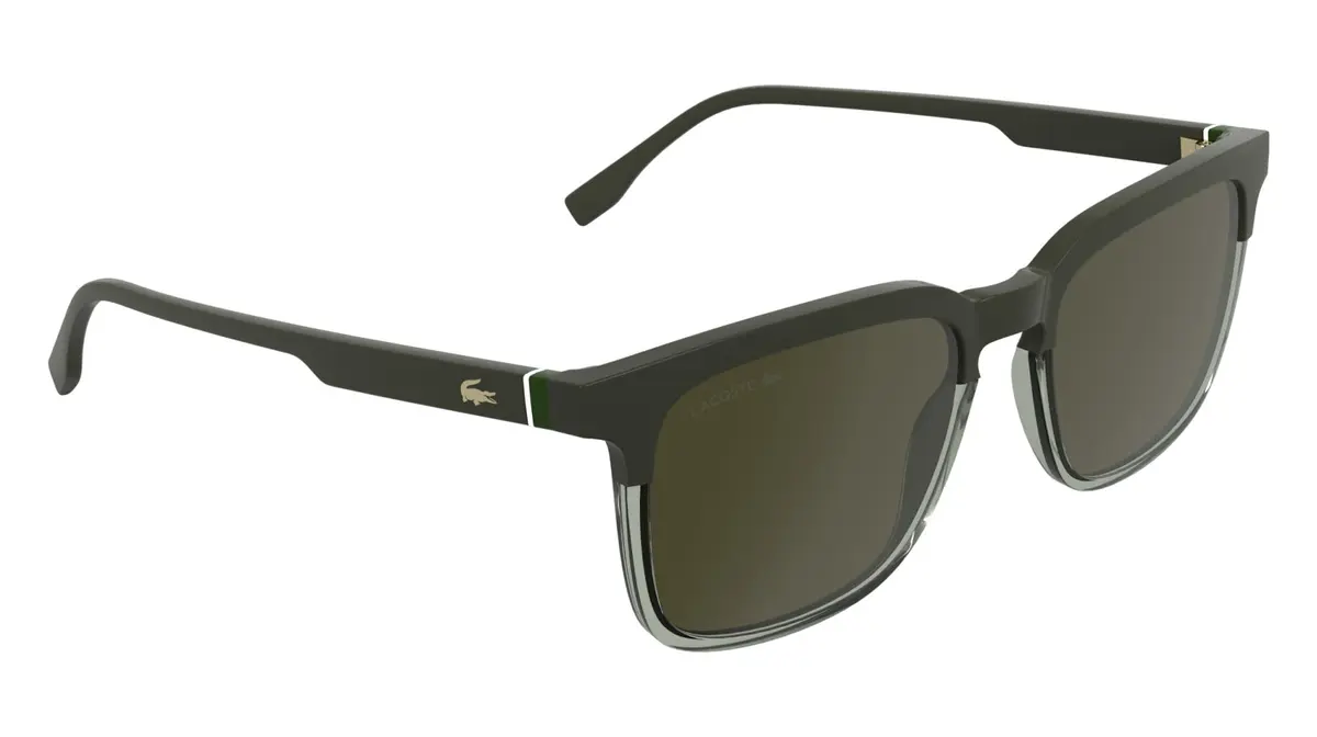 Lacoste Men's Sunglasses L6074S - Taupe/Transparent Taupe with Solid Khaki Lens | Geometric, Modern, RXable - view 8