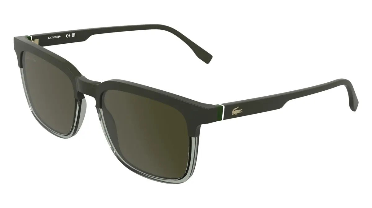 Lacoste Men's Sunglasses L6074S - Taupe/Transparent Taupe with Solid Khaki Lens | Geometric, Modern, RXable - view 2