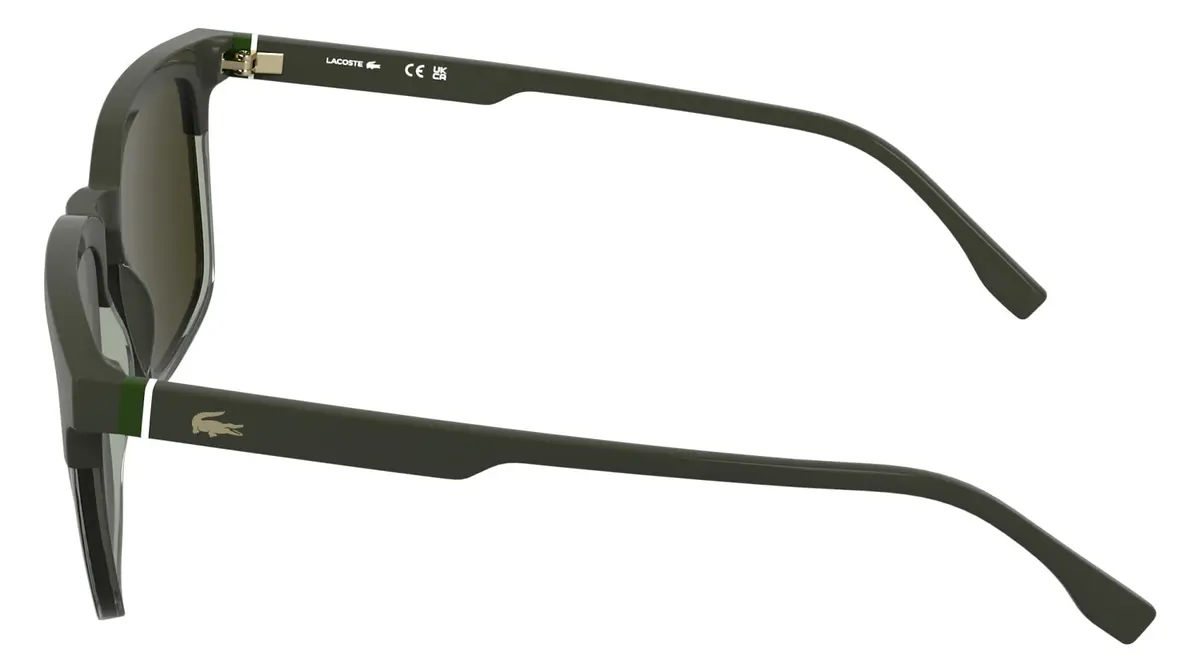Lacoste Men's Sunglasses L6074S - Taupe/Transparent Taupe with Solid Khaki Lens | Geometric, Modern, RXable - view 3
