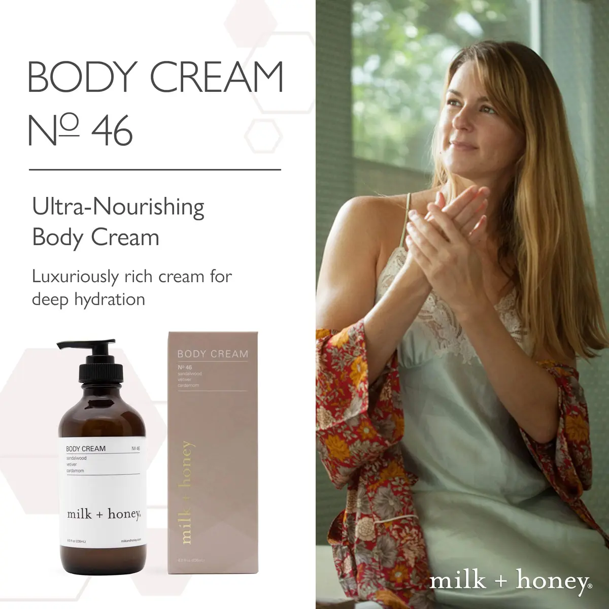 milk+honey No.46 Moisturizing Body Lotion, Sandalwood & Vetiver, 8 oz | Deep Hydration & Nourishment - view 2