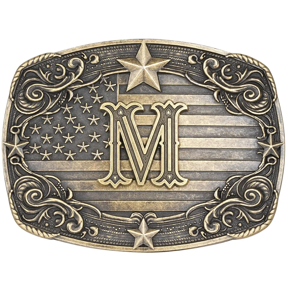Flipslo Western Belt Buckle for Men Women Vintage Initial Letter M Cowboy Belt Buckle Texas Rodeo Buckle hebillas vaqueras para hombre - main product image