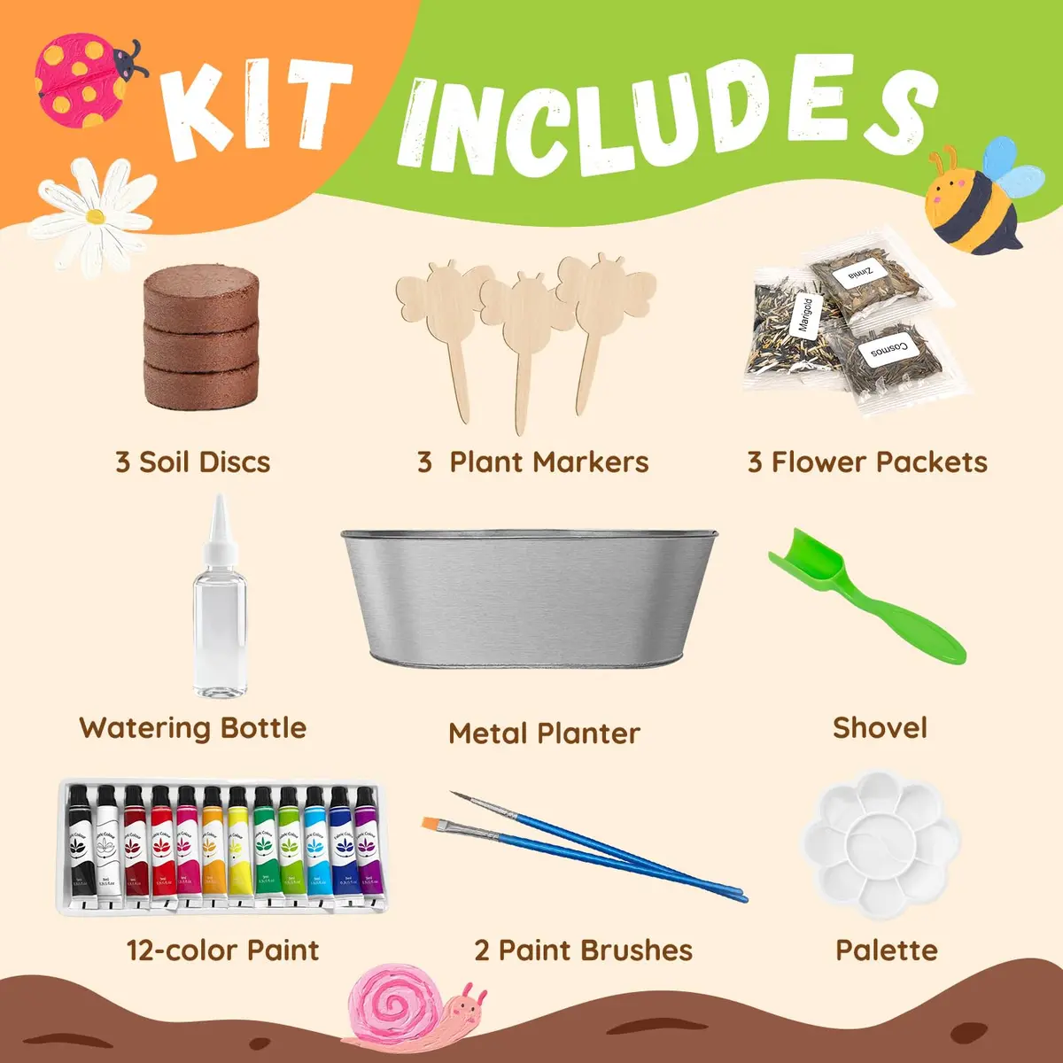 PLANTMEW Paint & Plant Flower Growing Kit for Kids | Creative Gardening Set for Ages 5-12 - view 2