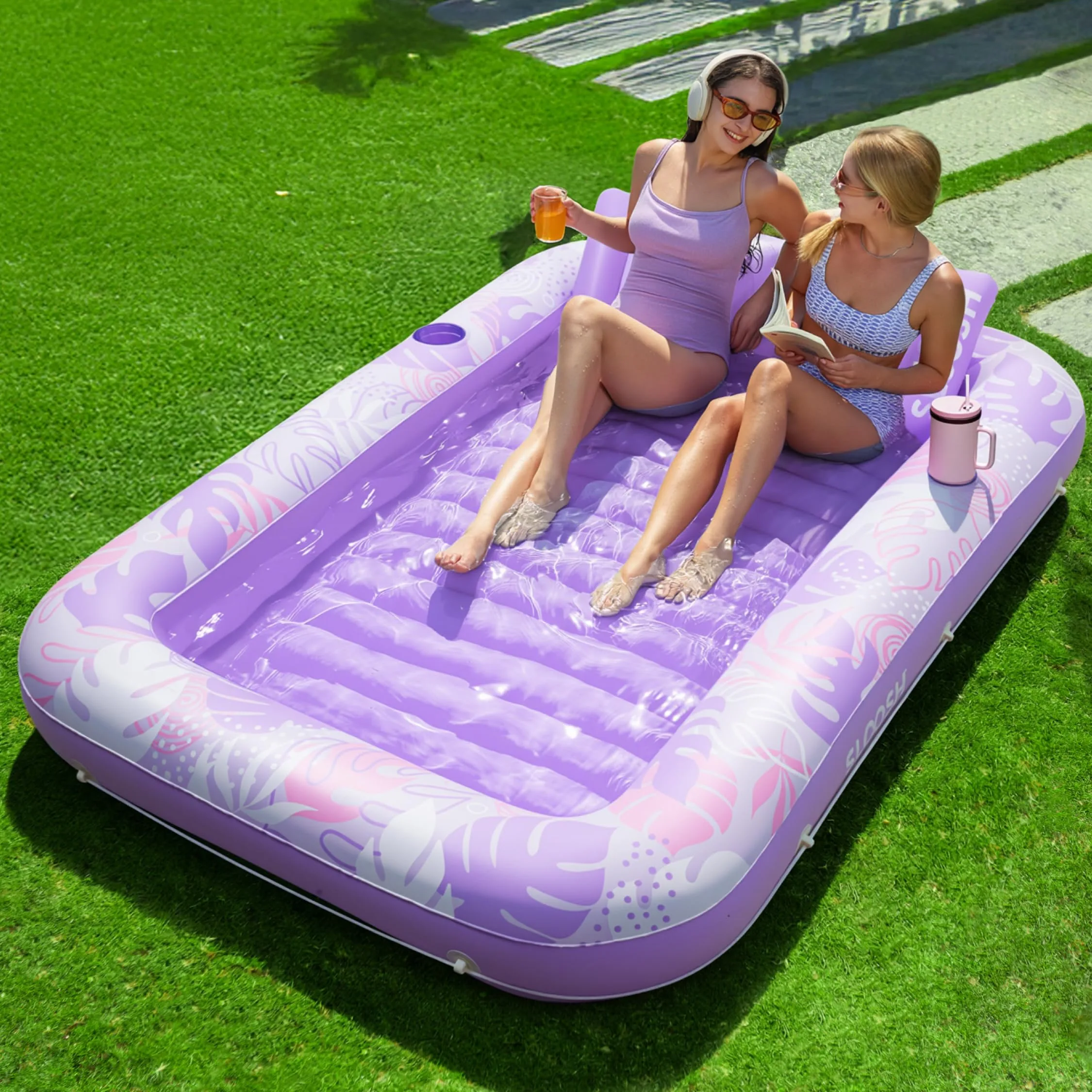 Sloosh Inflatable Tanning Pool Lounger Float Purple XL | Individual Relaxation Oasis - main product image