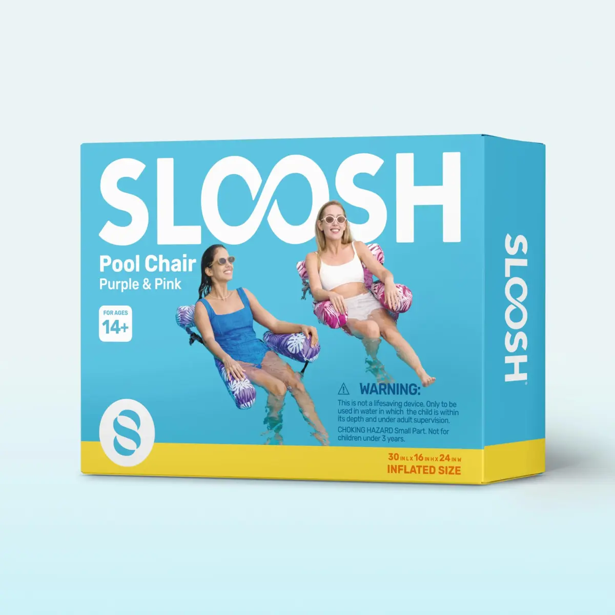 Sloosh Inflatable Pool Floats Adult 2-Pack | Tropical Leaves-Purple,Pink (30"x16"x32" each) - view 9