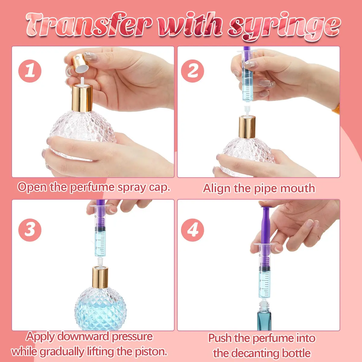 Geiserailie 6 Pcs Perfume Syringe Extractor 5ml 10ml Rainbow | Decant Kit for Perfumes & Liquids - view 4