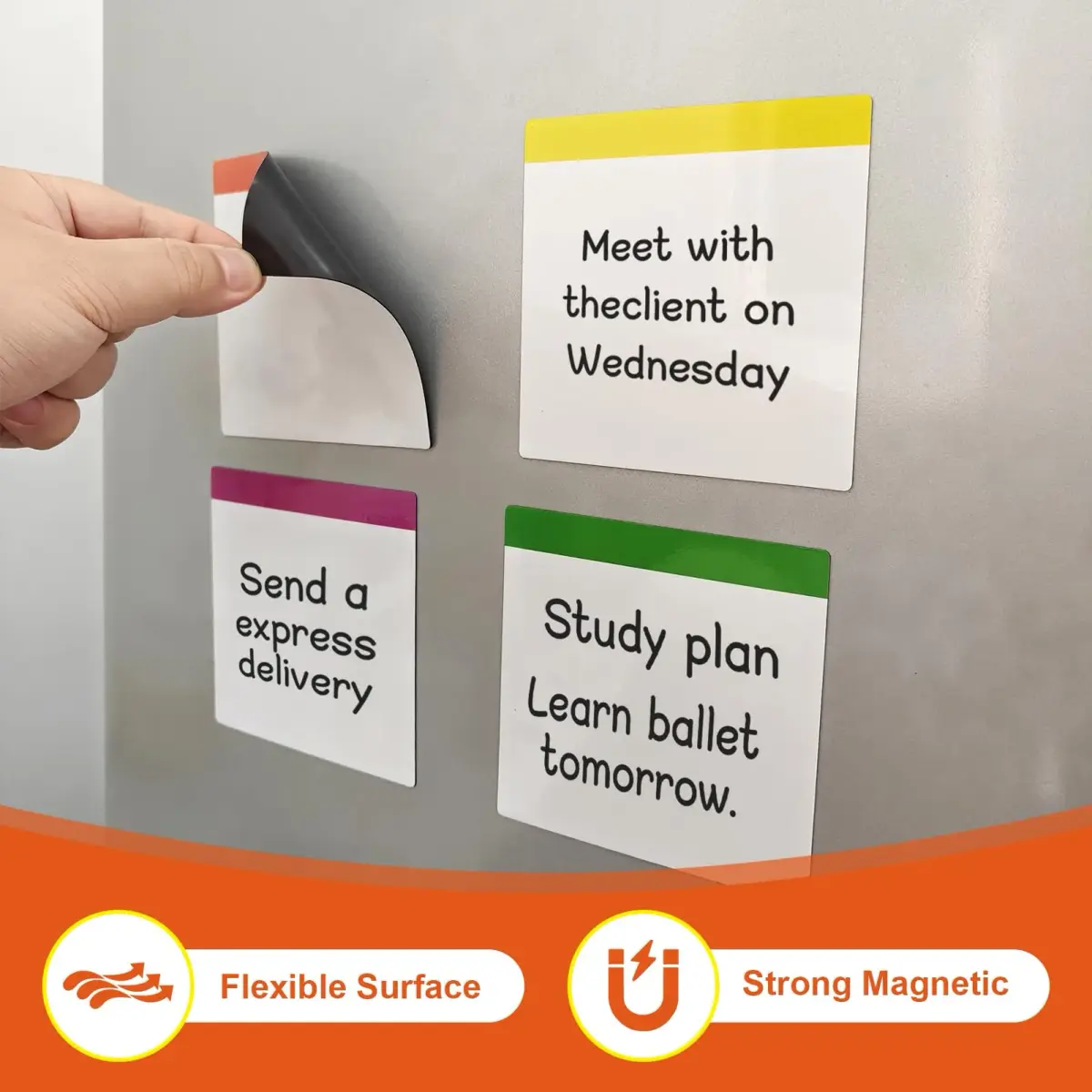 NIUBIKLUS Magnetic Dry Erase Board Labels 3" x 3" (18 Pack) | Reusable Notes for Fridge, Locker, Cabinet - view 6