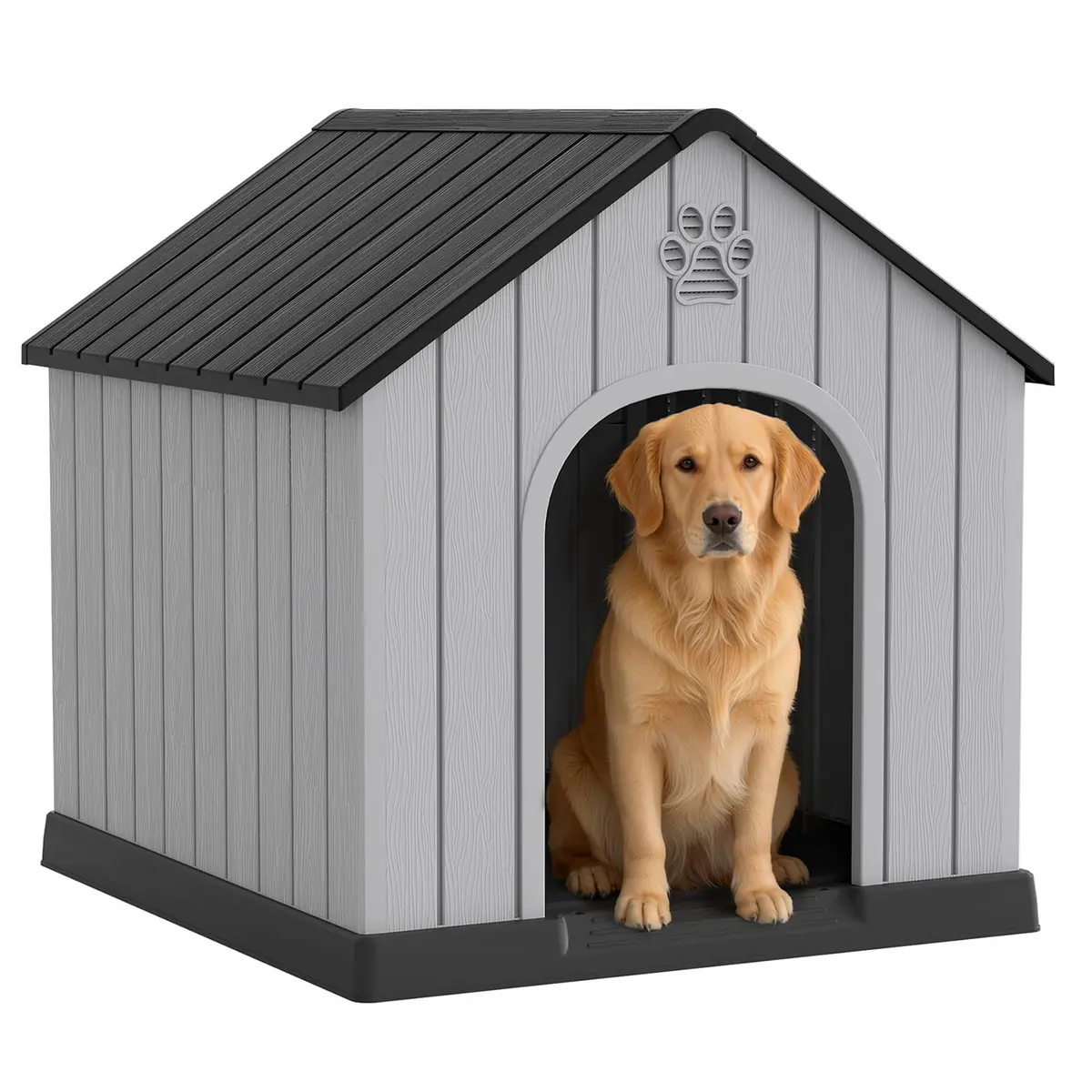 Fancyango Large Dog House Outdoor Indoor Waterproof with Air Vents Elevated Floor | Durable Plastic Shelter (Sky Blue, 38.2''L×36''W×37''H) - main product image