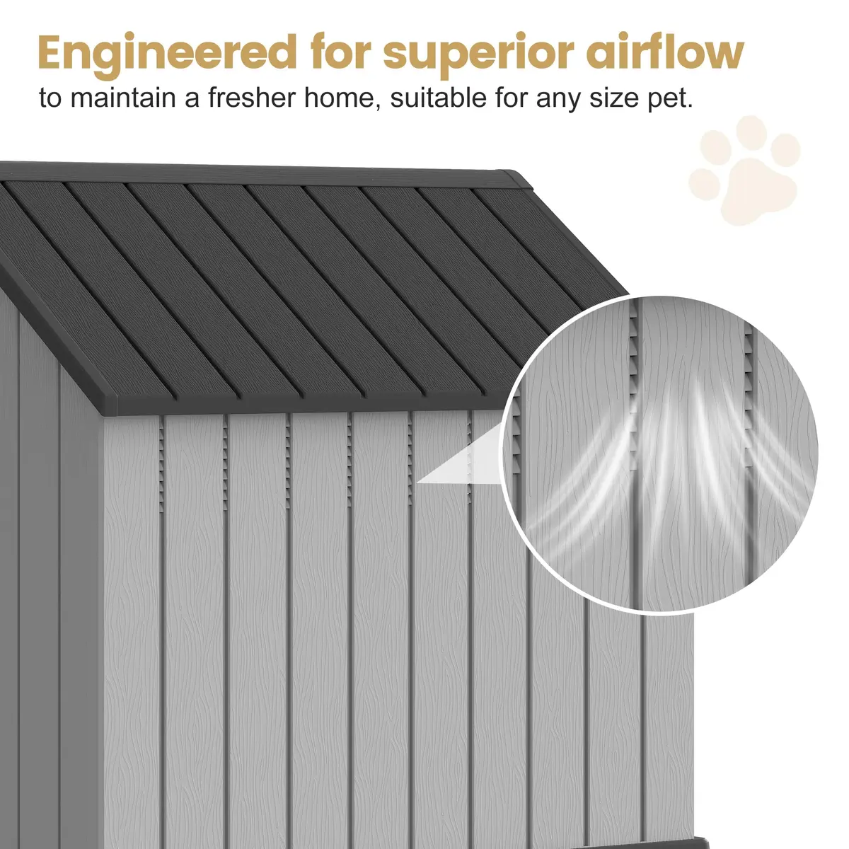 Fancyango Large Dog House Outdoor Indoor Waterproof with Air Vents Elevated Floor | Durable Plastic Shelter (Sky Blue, 38.2''L×36''W×37''H) - view 6
