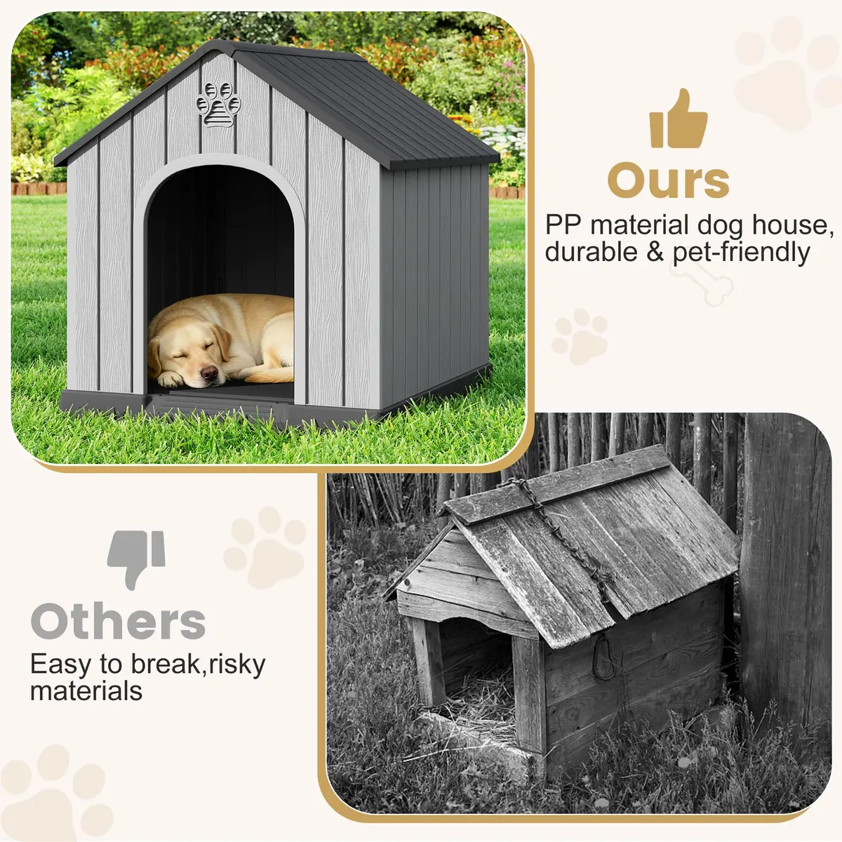 Fancyango Large Dog House Outdoor Indoor Waterproof with Air Vents Elevated Floor | Durable Plastic Shelter (Sky Blue, 38.2''L×36''W×37''H) - view 4