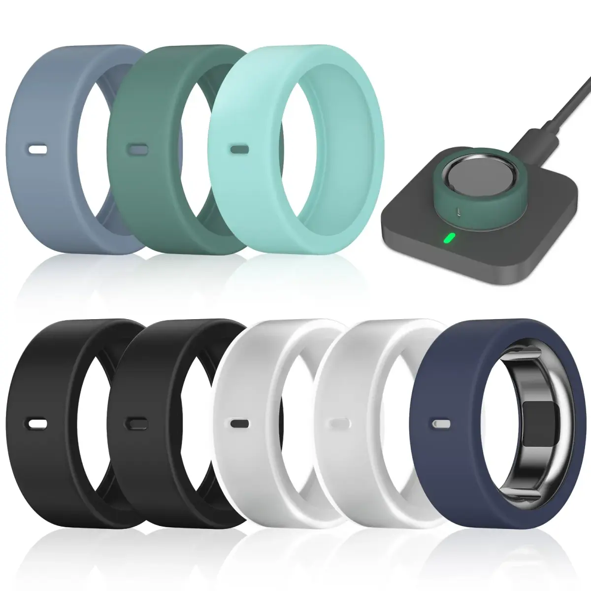 ZOOROO 8 Pack Oura Ring Gen 3/4 Silicone Cover Set, Size S (4-7) | Protects Smart Ring from Scratches - main product image