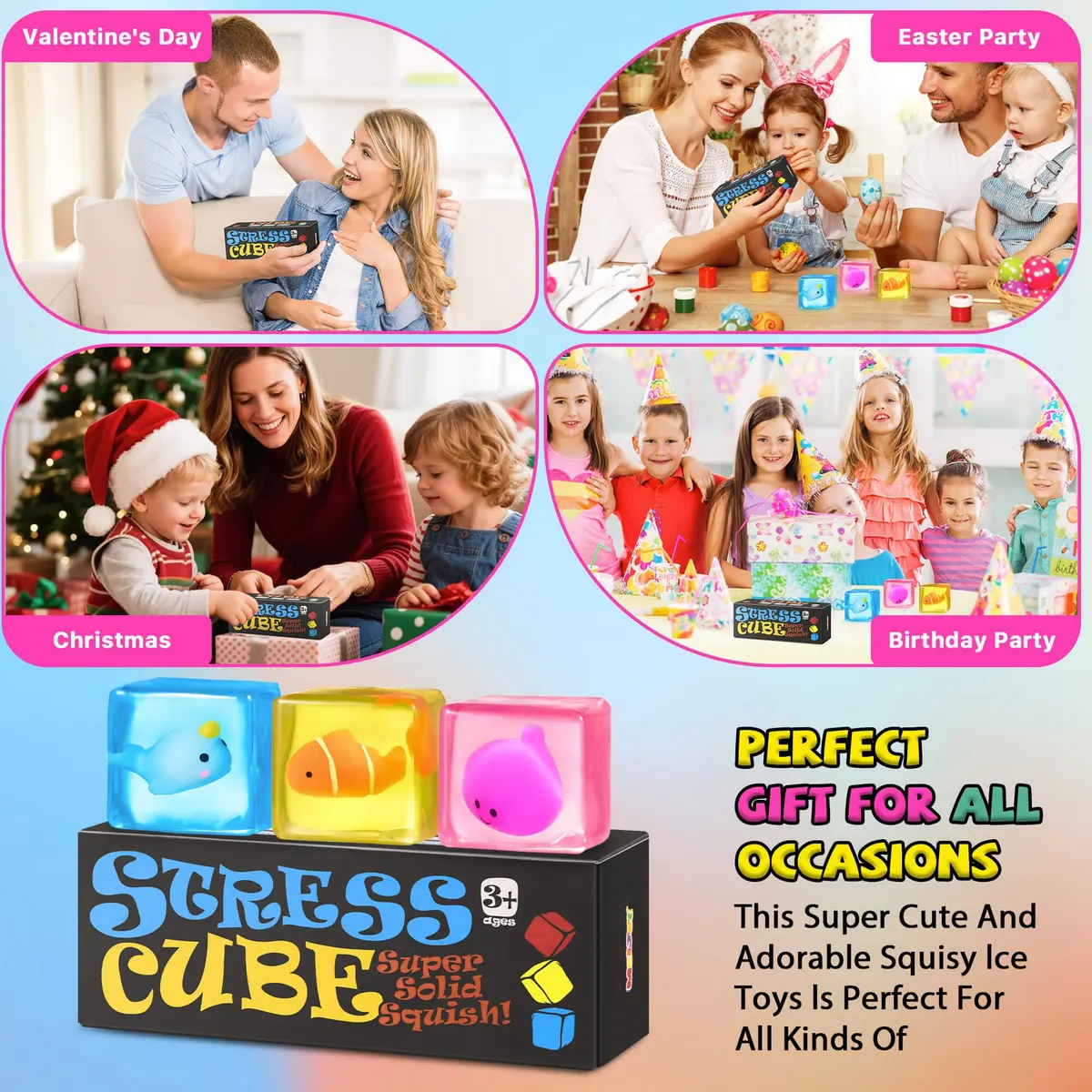 Meijoy Stress Cube Fidget Toy with Glow-in-the-Dark Mochi | 5.5 cm (2.17 inch) - view 8
