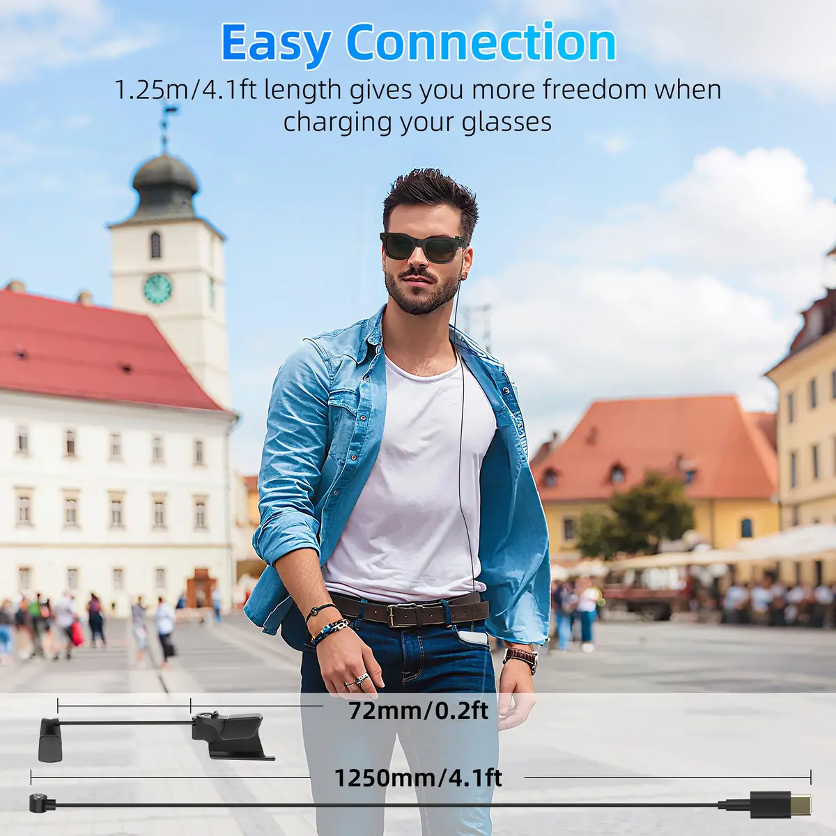 HIBLOKS Magnetic USB-C Charging Cable for Ray-Ban Meta & Oakley HSTN | Fast Magnetic Charging, 3.9ft, Durable TPE/TPU - view 6