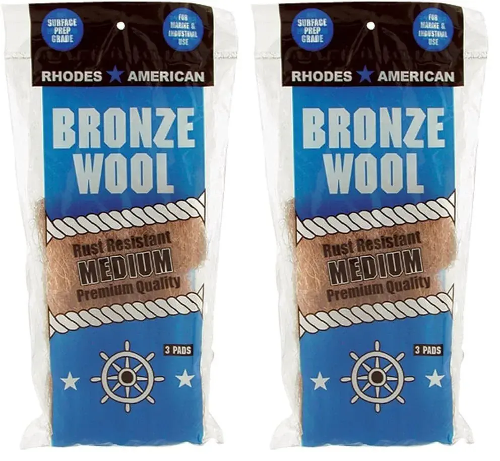 Homax Medium Grade Bronze Wool Pads 3 Pad (Pack of 2) | Rust & Corrosion Resistant for Wood & Metal Finishing - main product image