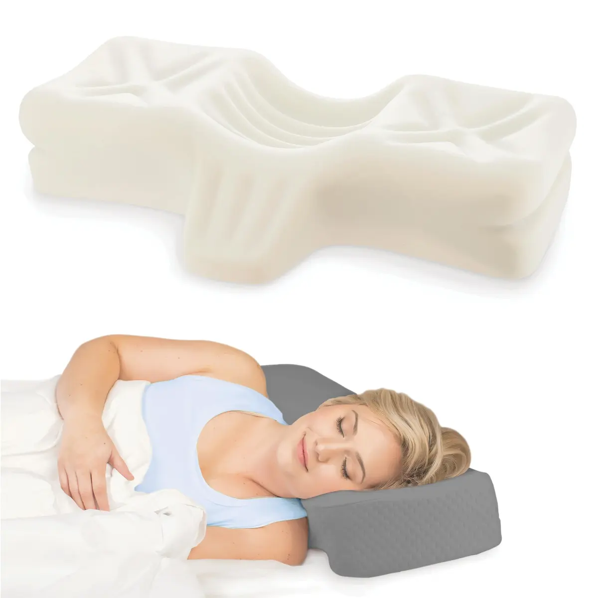 Therapeutica Ergonomic Cervical Pillow for Neck Pain Relief | Firm Molded Foam Support for Back & Side Sleepers - main product image