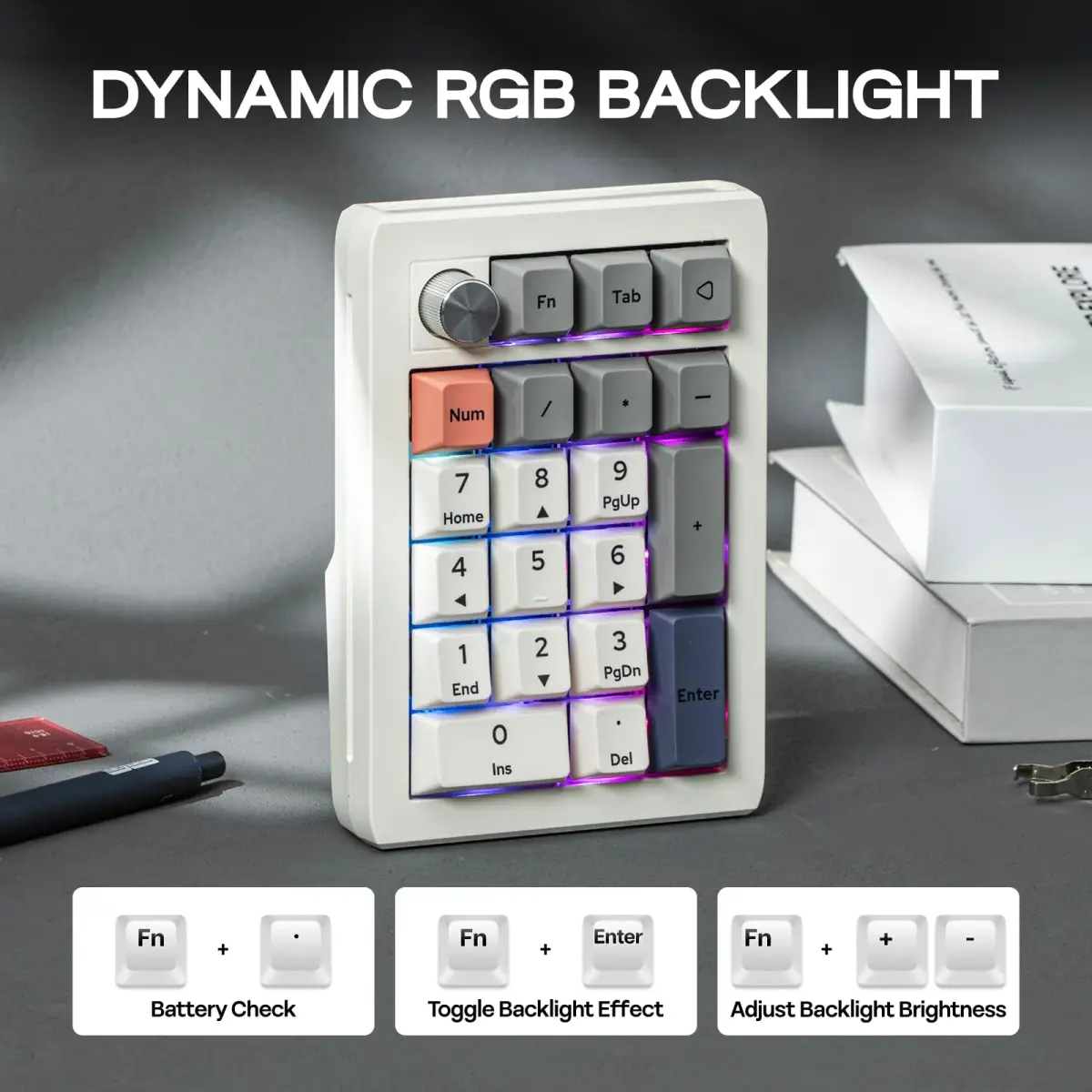 EPOMAKER EK21 VIA Gasket Number Pad with Knob, 20 Keys, 1000mAh Battery | PC Gaming Numpad for Windows & Mac - view 6