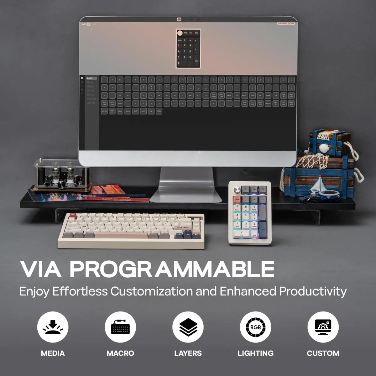EPOMAKER EK21 VIA Gasket Number Pad with Knob, 20 Keys, 1000mAh Battery | PC Gaming Numpad for Windows & Mac - view 3