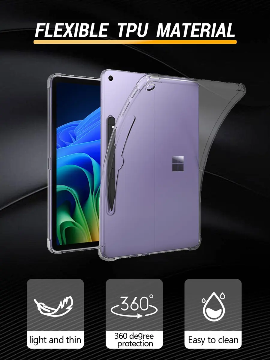 FJIASTB Clear Case for Microsoft Surface Pro 12 Inch 2025 | Transparent TPU Cover with Precise Cutouts - view 2