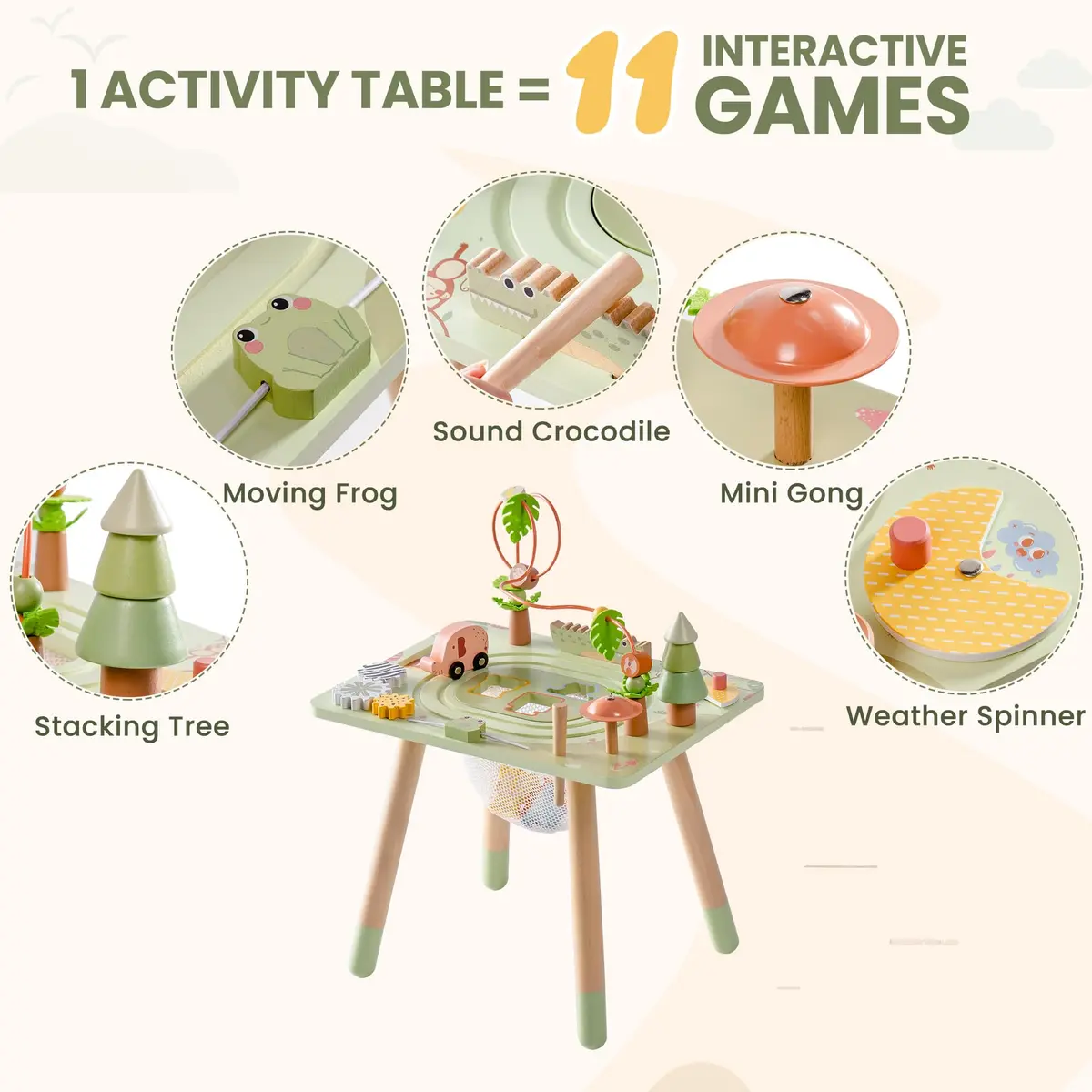 ROBUD Rainforest Activity Table Wooden Montessori Learning Toy 102 cm (40.16 in) | ASTM-Tested Educational Gift for Toddlers - view 5