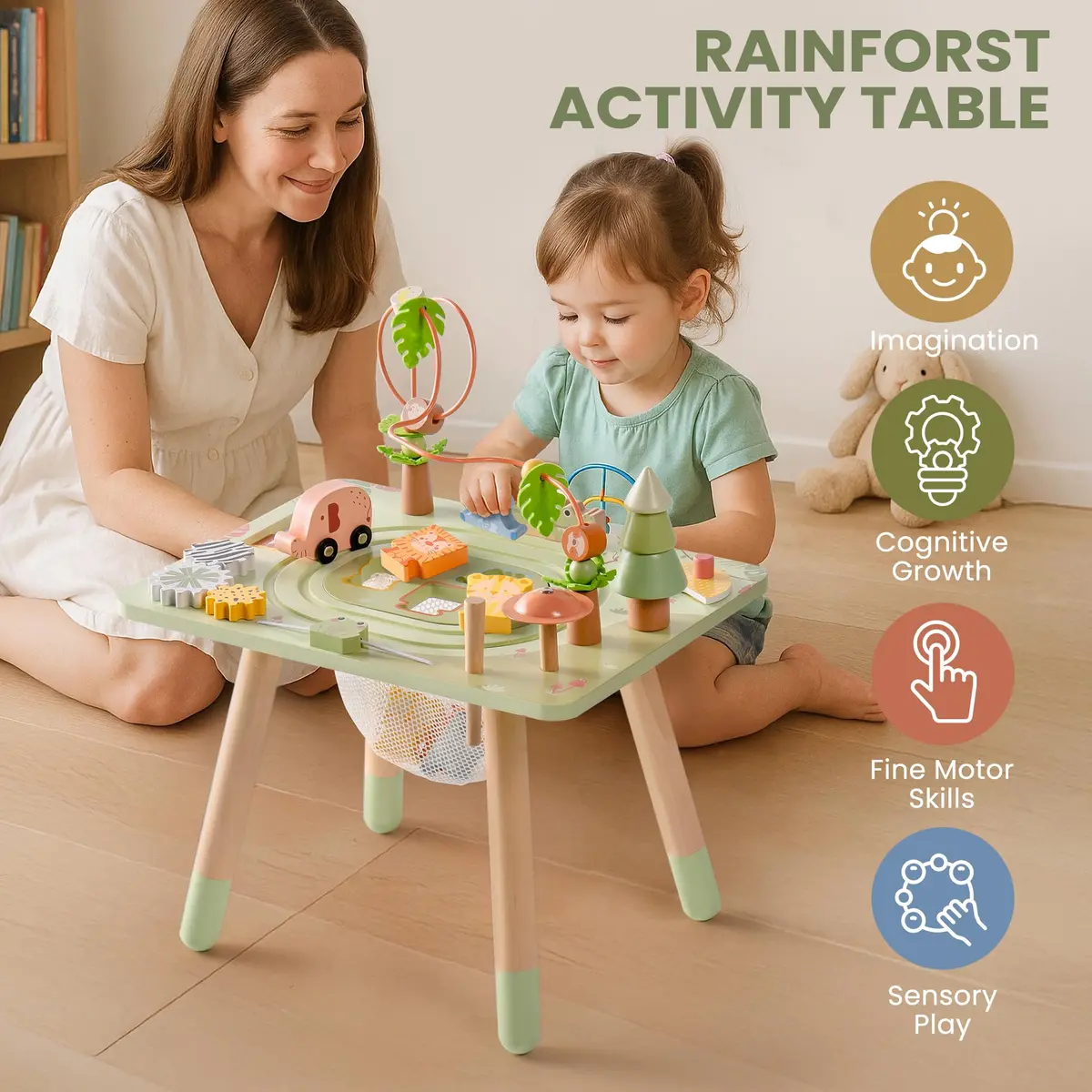 ROBUD Rainforest Activity Table Wooden Montessori Learning Toy 102 cm (40.16 in) | ASTM-Tested Educational Gift for Toddlers - view 6