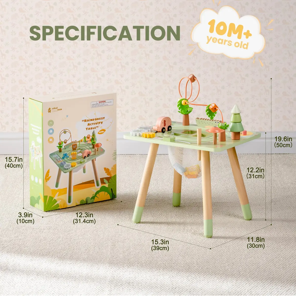 ROBUD Rainforest Activity Table Wooden Montessori Learning Toy 102 cm (40.16 in) | ASTM-Tested Educational Gift for Toddlers - view 8