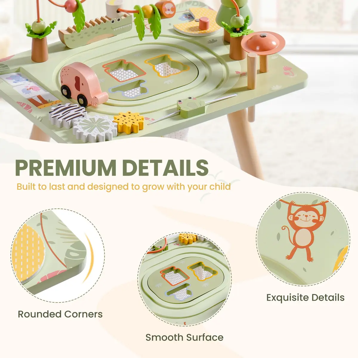ROBUD Rainforest Activity Table Wooden Montessori Learning Toy 102 cm (40.16 in) | ASTM-Tested Educational Gift for Toddlers - view 3