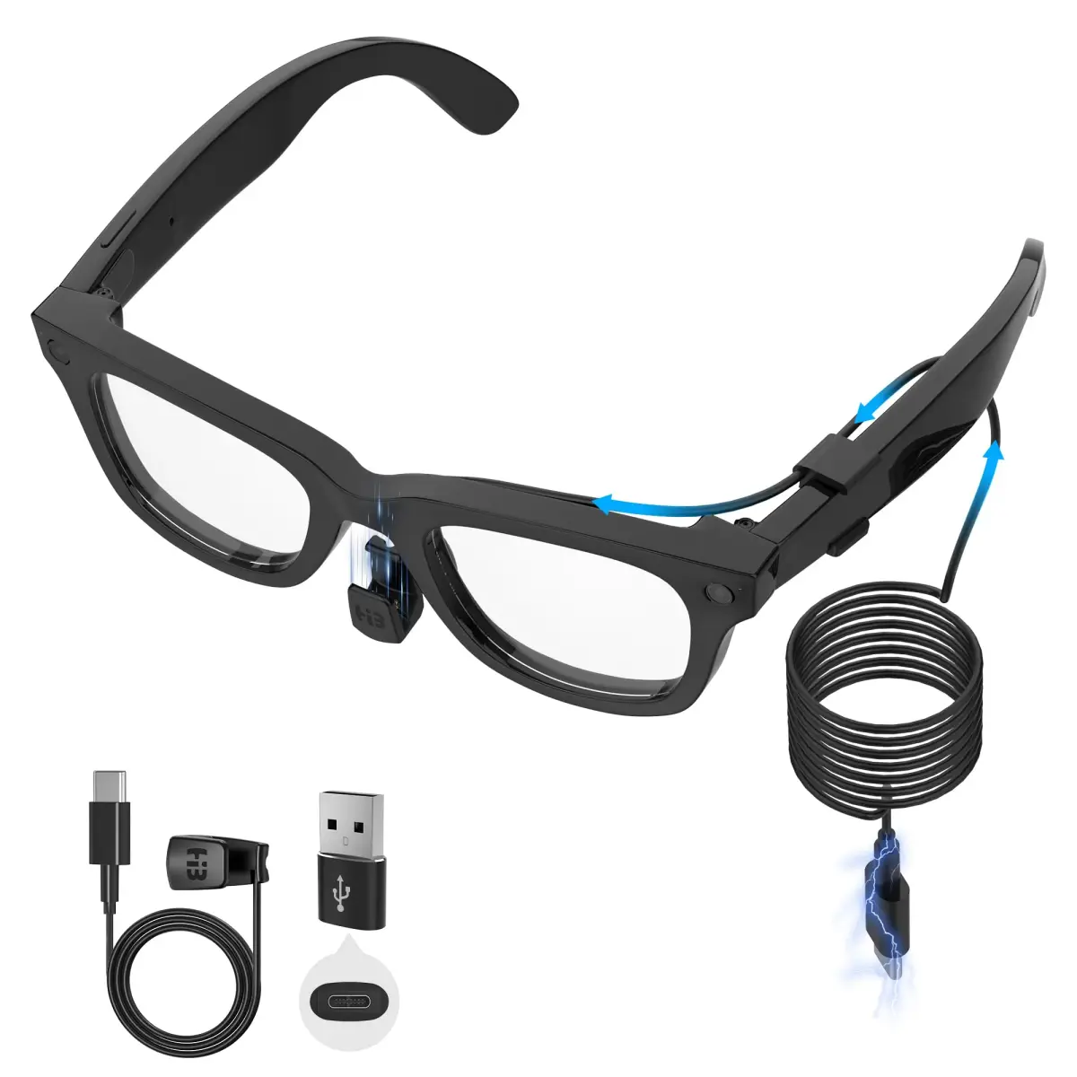 RCstyle Charging Cable for Ray-Ban Meta Smart Glasses 1.2m (3.9ft) | Type-A Interface Converter Included - main product image