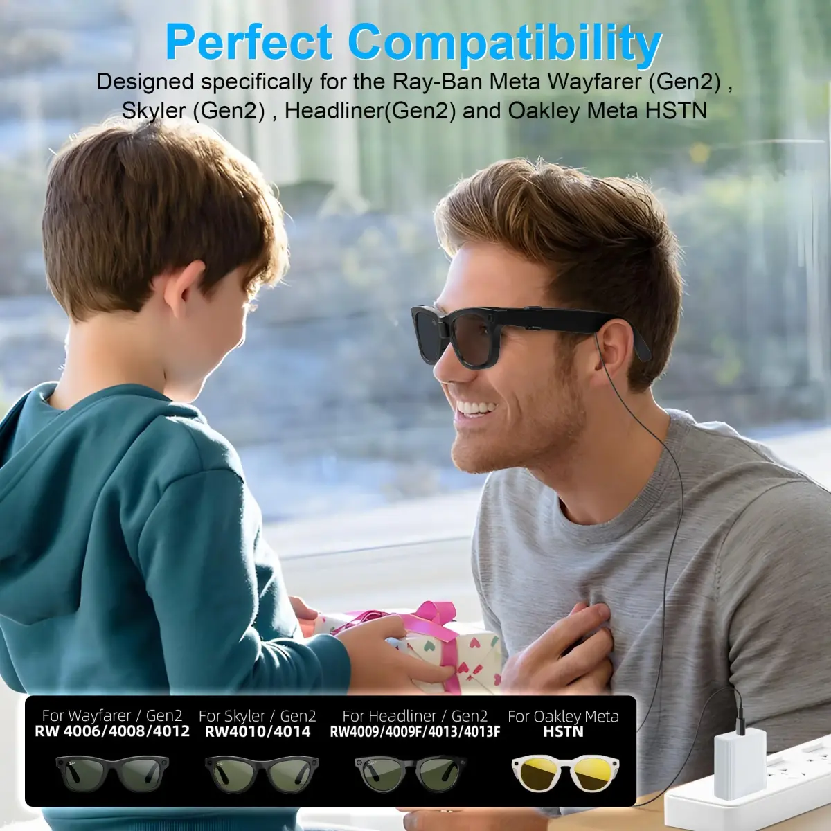 RCstyle Charging Cable for Ray-Ban Meta Smart Glasses 1.2m (3.9ft) | Type-A Interface Converter Included - view 2