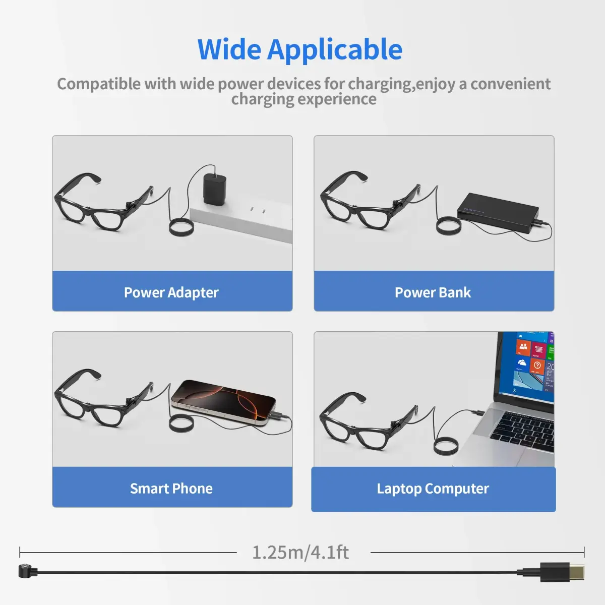 RCstyle Magnetic Charging Cable for Ray-Ban Meta Gen 2/1 & Oakley Meta HSTN 1.2m (3.9ft) | Fast Charging for Smart Glasses - view 2