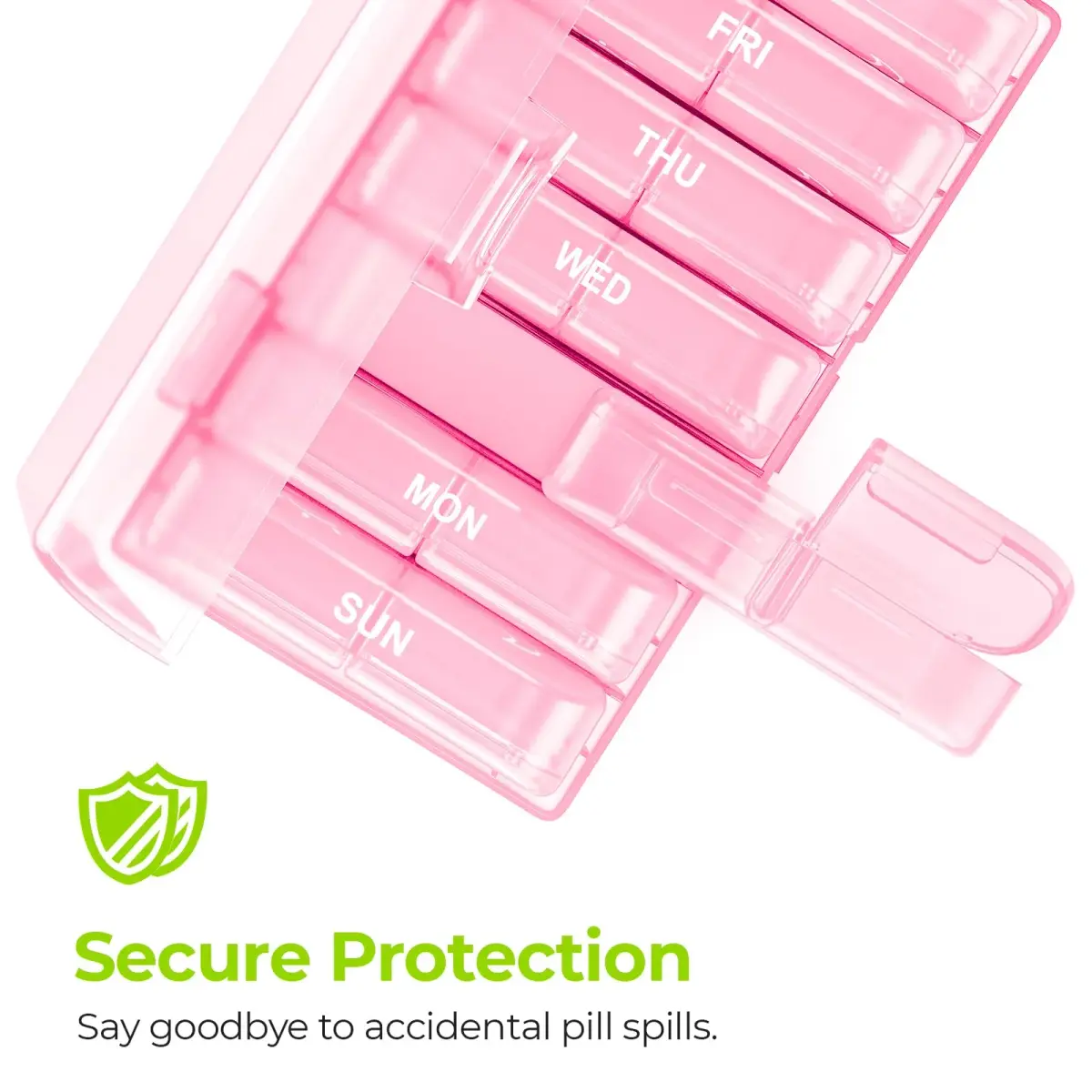 AUVON Weekly Pill Organizer 2 Times a Day, Sakura Pink | Large Compartments, BPA-Free, 14-Compartment Pill Case - view 4