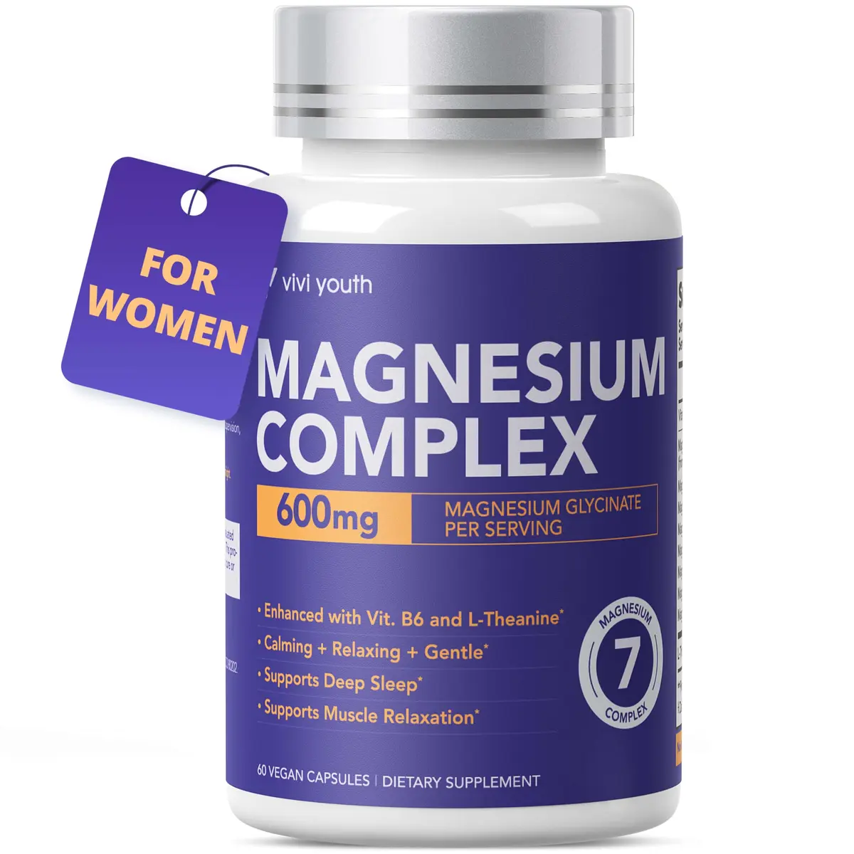 VIVI Youth Magnesium 7 Complex for Women with 600mg Glycinate | Supports Sleep, Energy & Mood - main product image