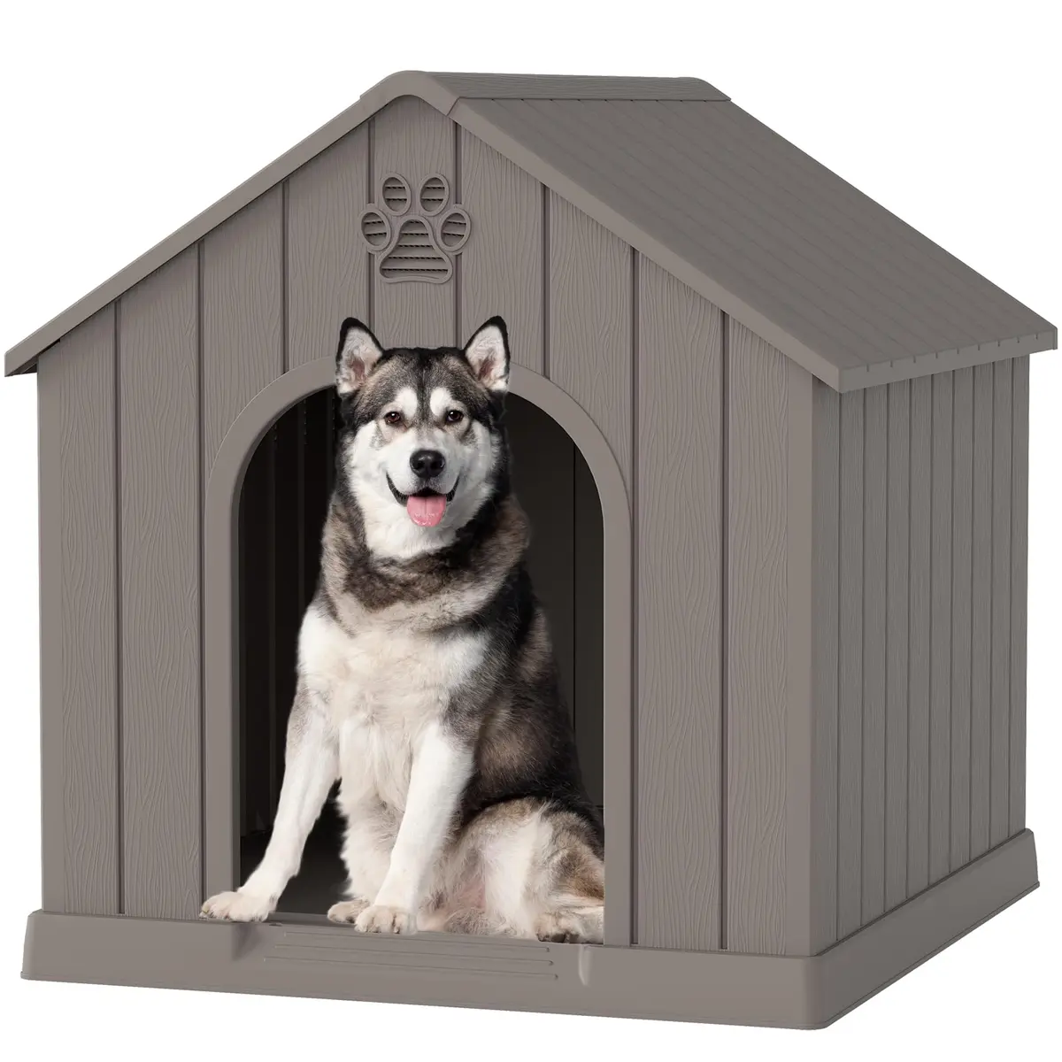 Fancyango Medium Large Dog House Outdoor Indoor | Waterproof Plastic Shelter with Air Vents & Elevated Floor - main product image