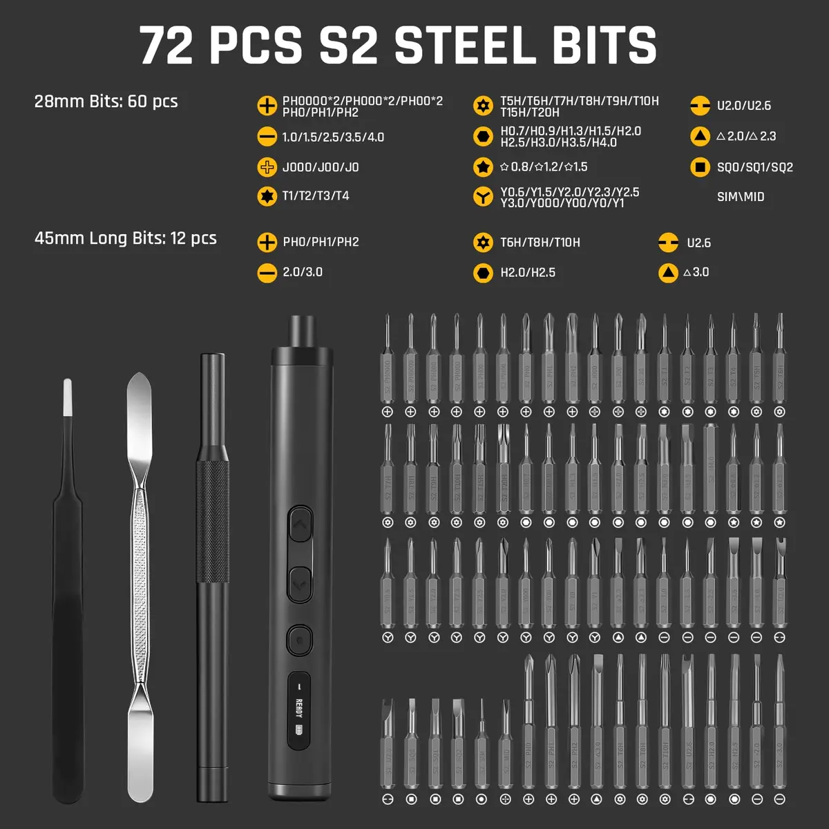 GRENPRO 78-in-1 Precision Cordless Electric Screwdriver with LED Display | 5-Speed, 0.1-0.5N·m Torque, 200RPM, USB-C - view 8