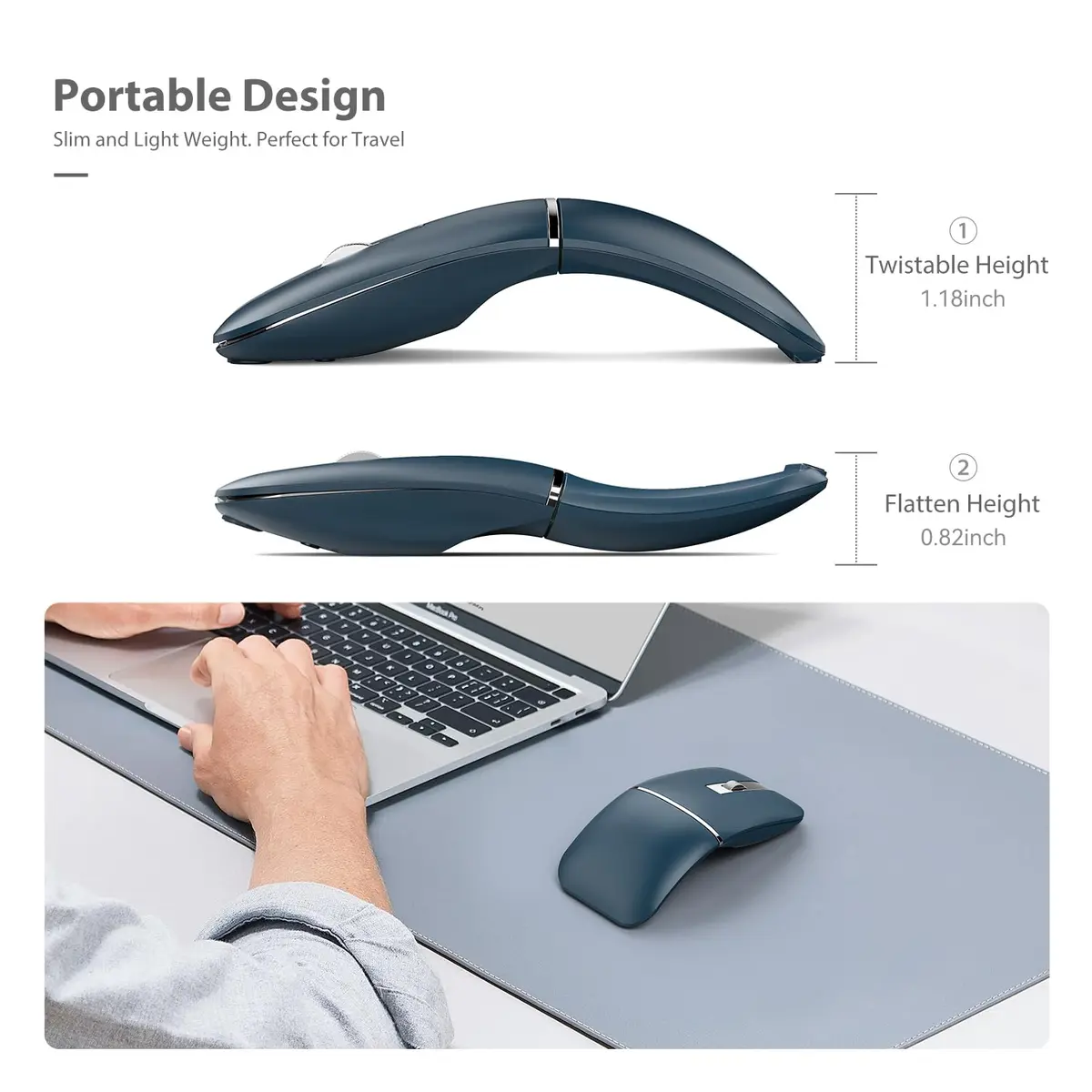 NYIEFADA Bluetooth Wireless Arc Travel Mouse 2.4G & Bluetooth 5.0 | Foldable, Rechargeable, Multi-Device - view 5