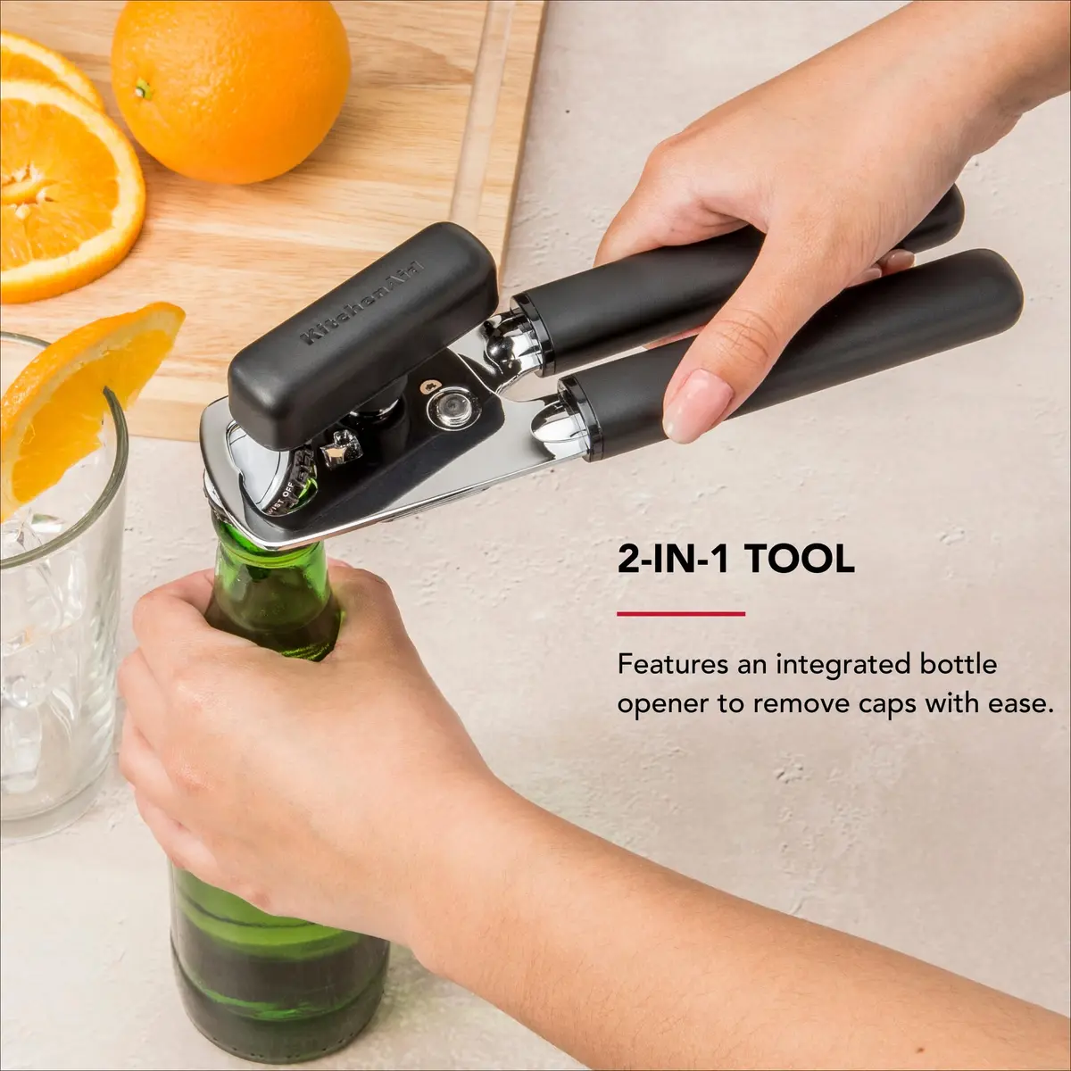 KitchenAid Multifunction Can Opener | Stainless Steel, 8-Inch, Ergonomic Handles for Effortless Use - view 6