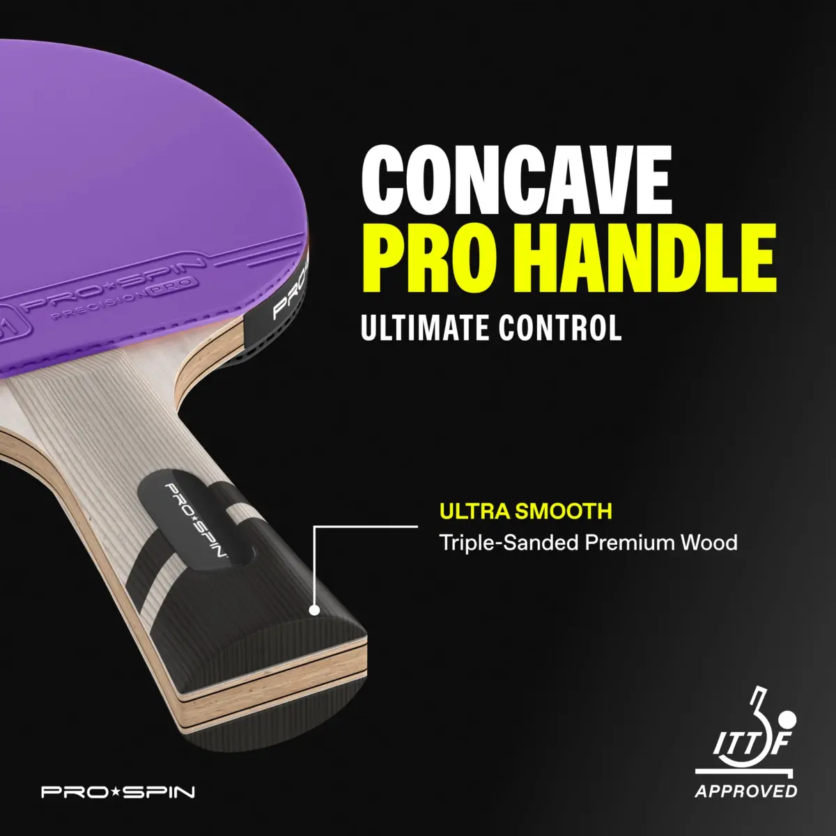 PRO-SPIN 4-Player Carbon Fiber Ping Pong Paddle Set with 8 ITTF-Approved Balls | 7-Ply Blade, 2.0mm Sponge, Shakehand Grip - view 5