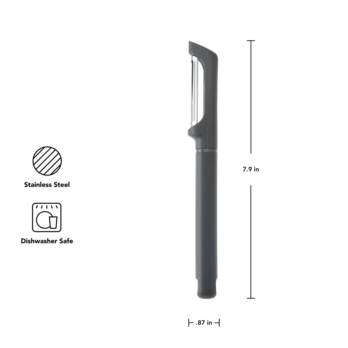 KitchenAid Vegetable Peeler Charcoal Gray | Serrated Blade for Fruits & Vegetables (20.1 cm / 7.9 Inch) - view 2
