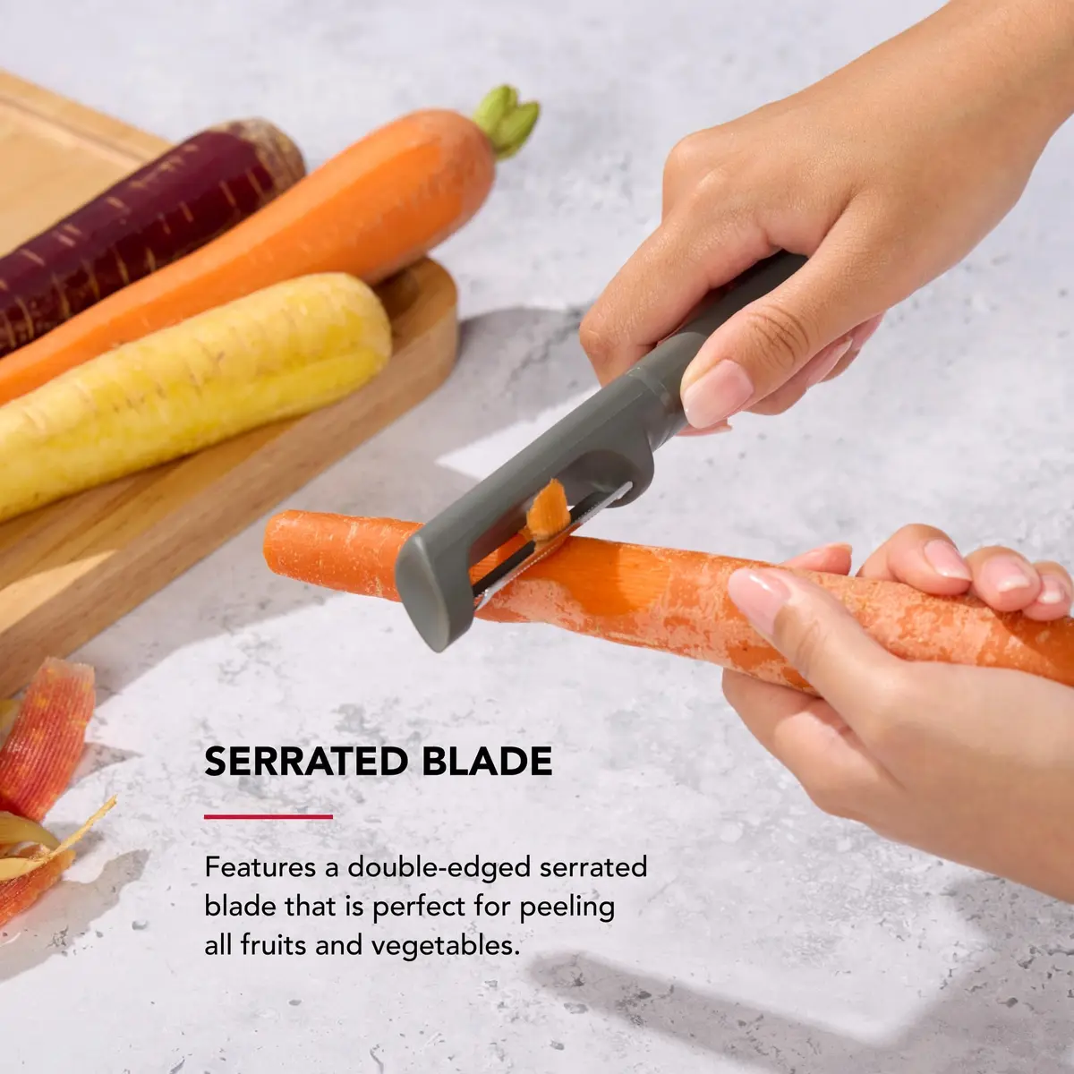 KitchenAid Vegetable Peeler Charcoal Gray | Serrated Blade for Fruits & Vegetables (20.1 cm / 7.9 Inch) - view 3