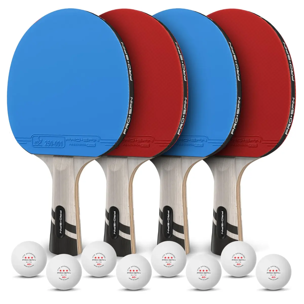 PRO-SPIN 4-Player Carbon Fiber Ping Pong Paddle Set with 8 ITTF-Approved Balls | Professional Quality Set for Spin & Control - view 8