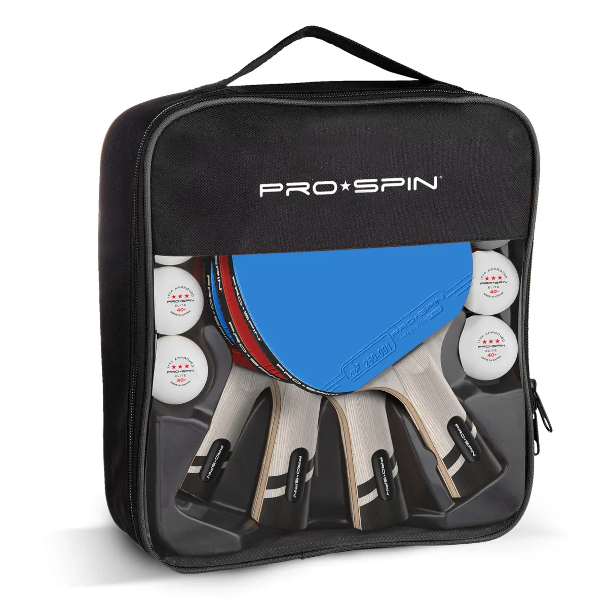PRO-SPIN 4-Player Carbon Fiber Ping Pong Paddle Set with 8 ITTF-Approved Balls | Professional Quality Set for Spin & Control - view 2
