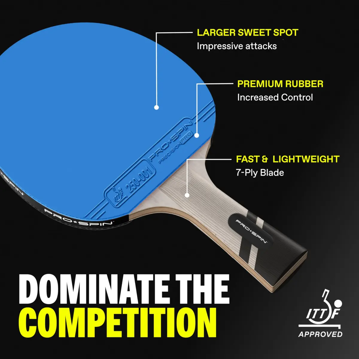 PRO-SPIN 4-Player Carbon Fiber Ping Pong Paddle Set with 8 ITTF-Approved Balls | Professional Quality Set for Spin & Control - view 3
