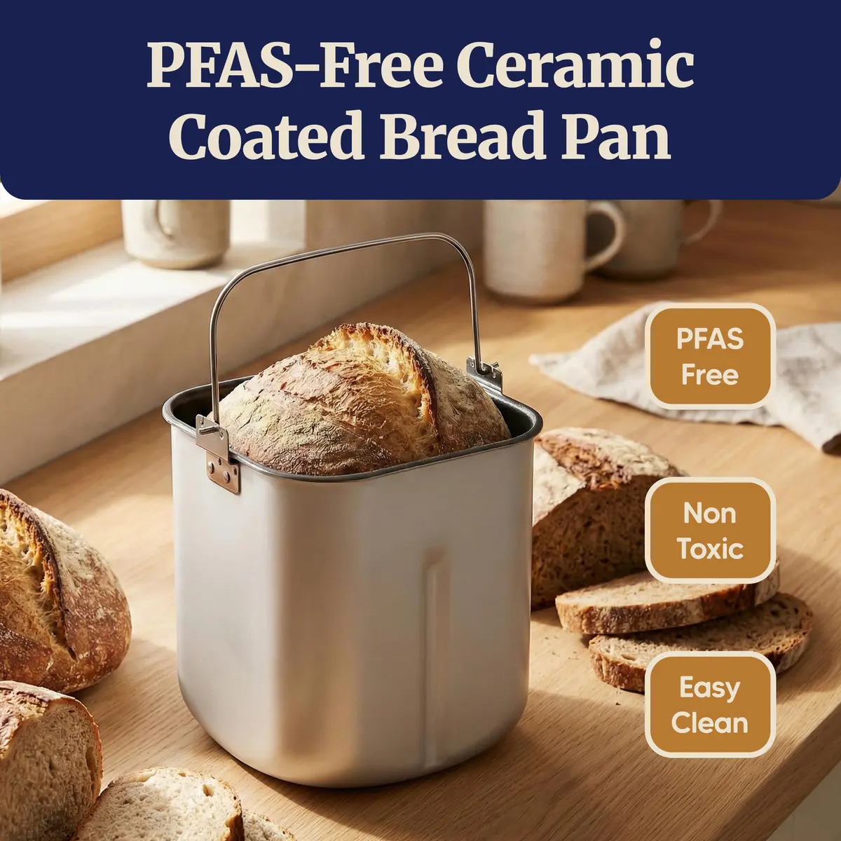 Elite Gourmet Bread Maker 2 Lb | PFAS-Free Ceramic Pan, 19 Presets, 120V - view 2