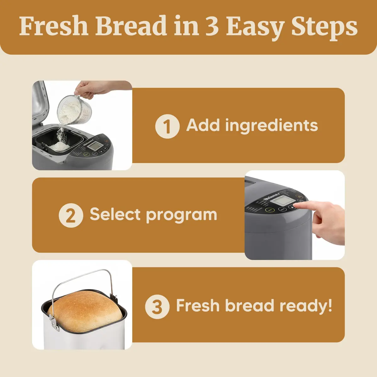 Elite Gourmet Bread Maker 2 Lb | PFAS-Free Ceramic Pan, 19 Presets, 120V - view 3