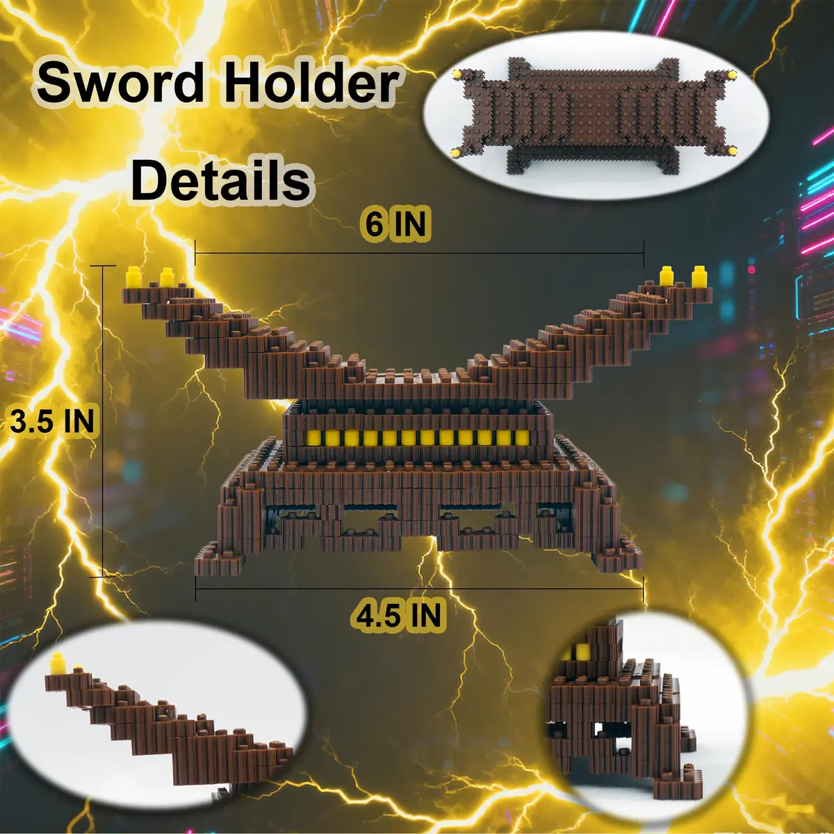 Beego Yellow Lightning Demon Sword Building Kit Set with Stand | 784 Pieces Educational Toy - view 4