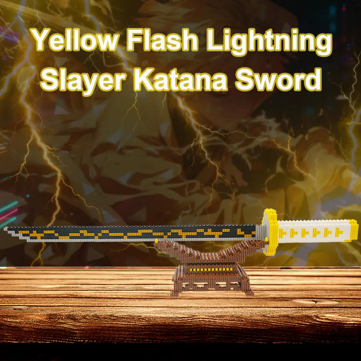 Beego Yellow Lightning Demon Sword Building Kit Set with Stand | 784 Pieces Educational Toy - view 2