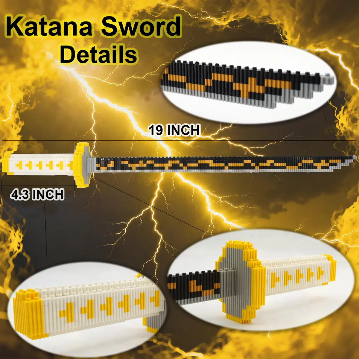 Beego Yellow Lightning Demon Sword Building Kit Set with Stand | 784 Pieces Educational Toy - view 3